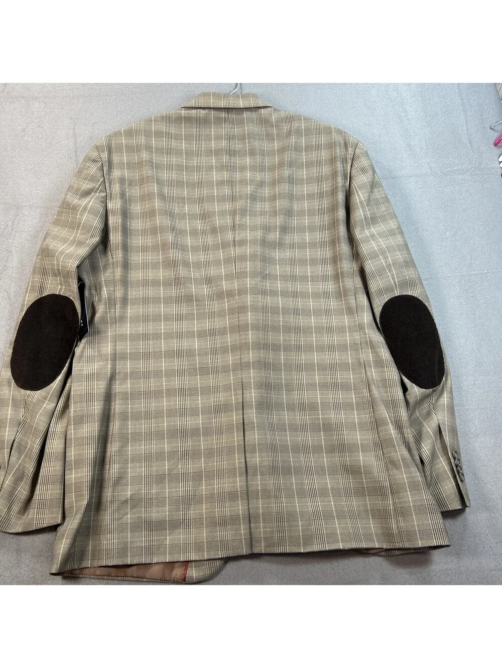 Sean John XL NWT Tan Prince of Wales Plaid Original Fit Elbow Patch Blazer